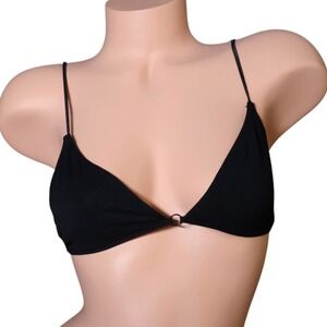 Intimately Free People Black Triangle Bralette Ring Detail Strappy Back NWOT